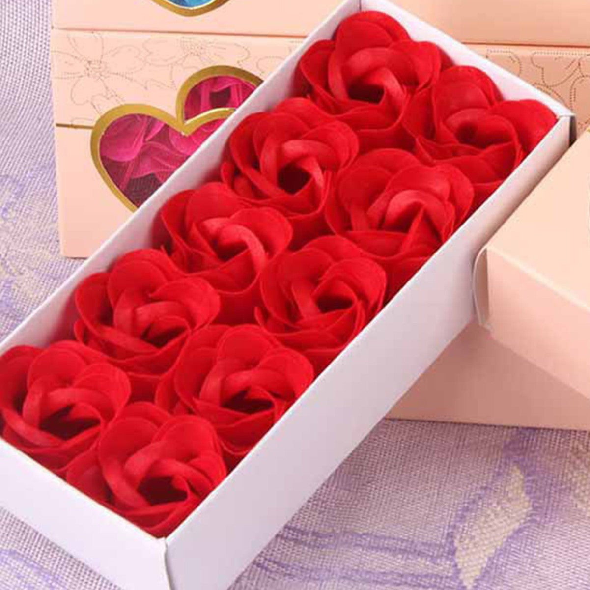 Double Heart Rose Soap Flower Gift Box – Romantic Eternal Flower for Valentine, Birthday & Anniversary Gift