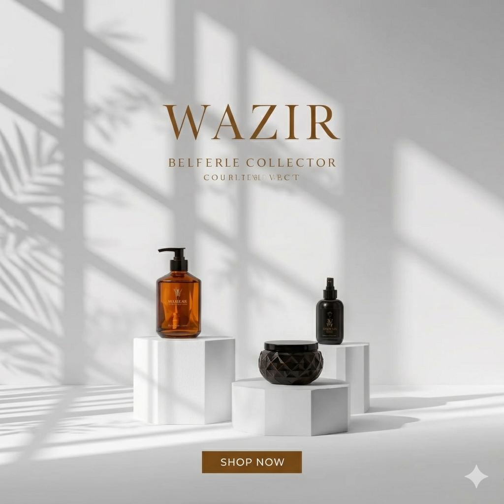 Luxury e-commerce hero banner for Wazir™ Best Sellers Collection