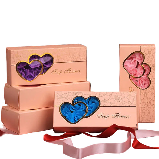 Double Heart Rose Soap Flower Gift Box – Romantic Eternal Flower for Valentine, Birthday & Anniversary Gift