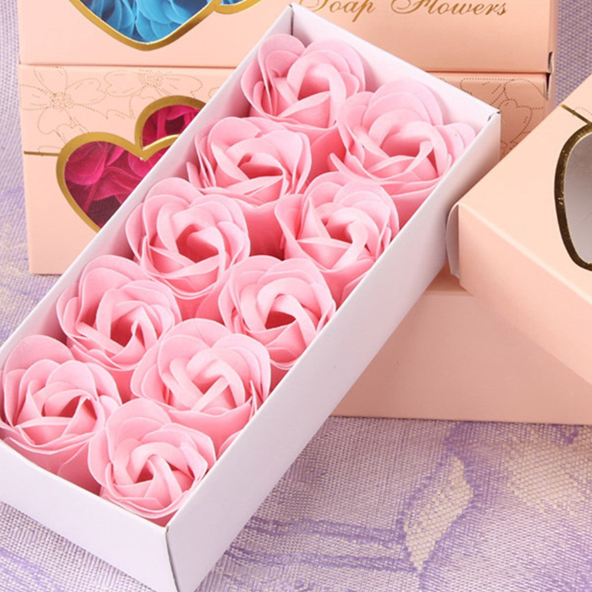 Double Heart Rose Soap Flower Gift Box – Romantic Eternal Flower for Valentine, Birthday & Anniversary Gift