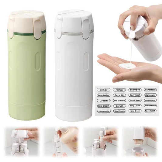 Wazir™ 4-in-1 Leakproof Travel Dispenser – Portable TSA-Approved Refillable Toiletry Bottles