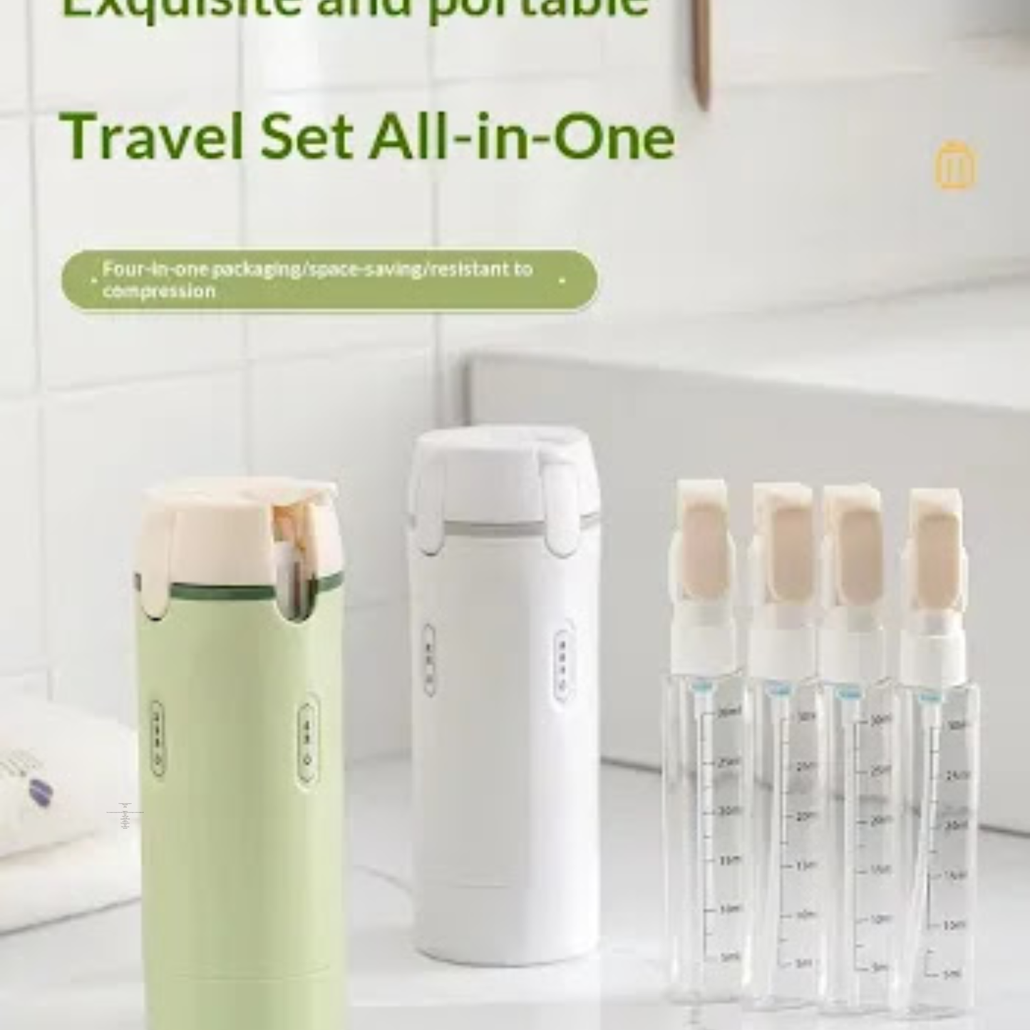 Wazir™ 4-in-1 Leakproof Travel Dispenser – Portable TSA-Approved Refillable Toiletry Bottles