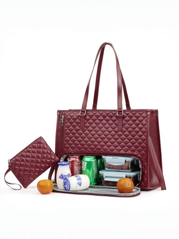 Amazon's New Cross-Border Quilted Large-Capacity Lunch Bag, Combined Insulated Lunch Bag, Cross-Body Computer Bag