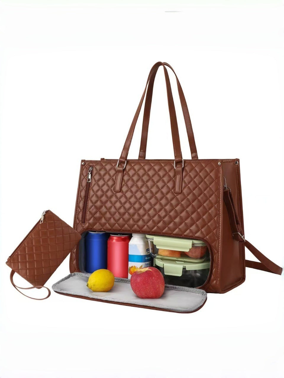 Amazon's New Cross-Border Quilted Large-Capacity Lunch Bag, Combined Insulated Lunch Bag, Cross-Body Computer Bag