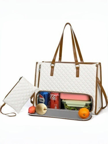 Amazon's New Cross-Border Quilted Large-Capacity Lunch Bag, Combined Insulated Lunch Bag, Cross-Body Computer Bag