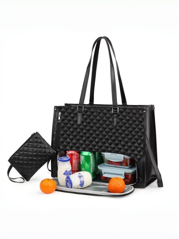 Amazon's New Cross-Border Quilted Large-Capacity Lunch Bag, Combined Insulated Lunch Bag, Cross-Body Computer Bag