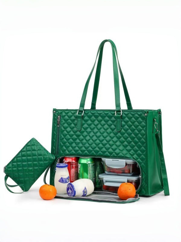 Amazon's New Cross-Border Quilted Large-Capacity Lunch Bag, Combined Insulated Lunch Bag, Cross-Body Computer Bag