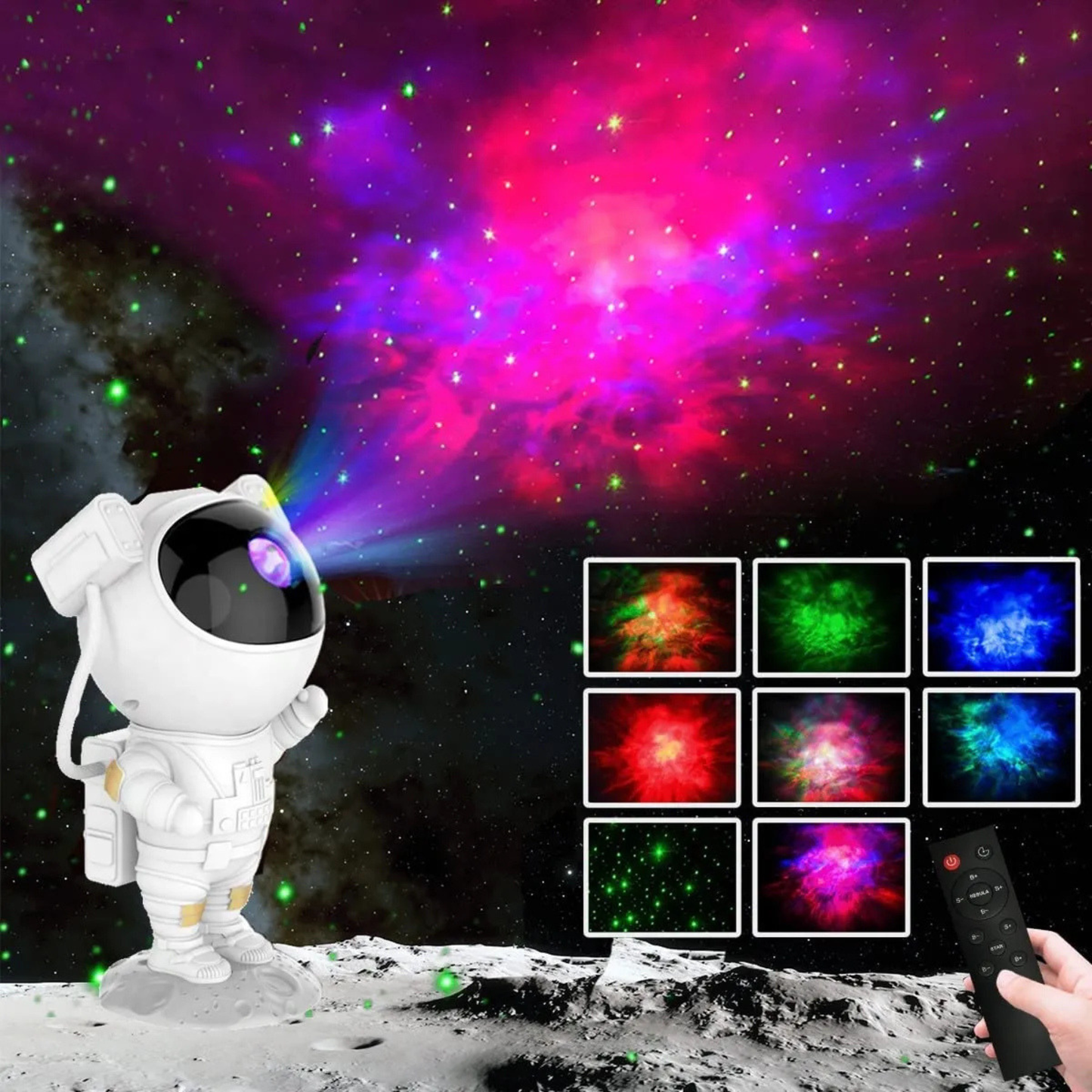Astronaut Galaxy Star Projector – LED Nebula Night Light with Remote Control