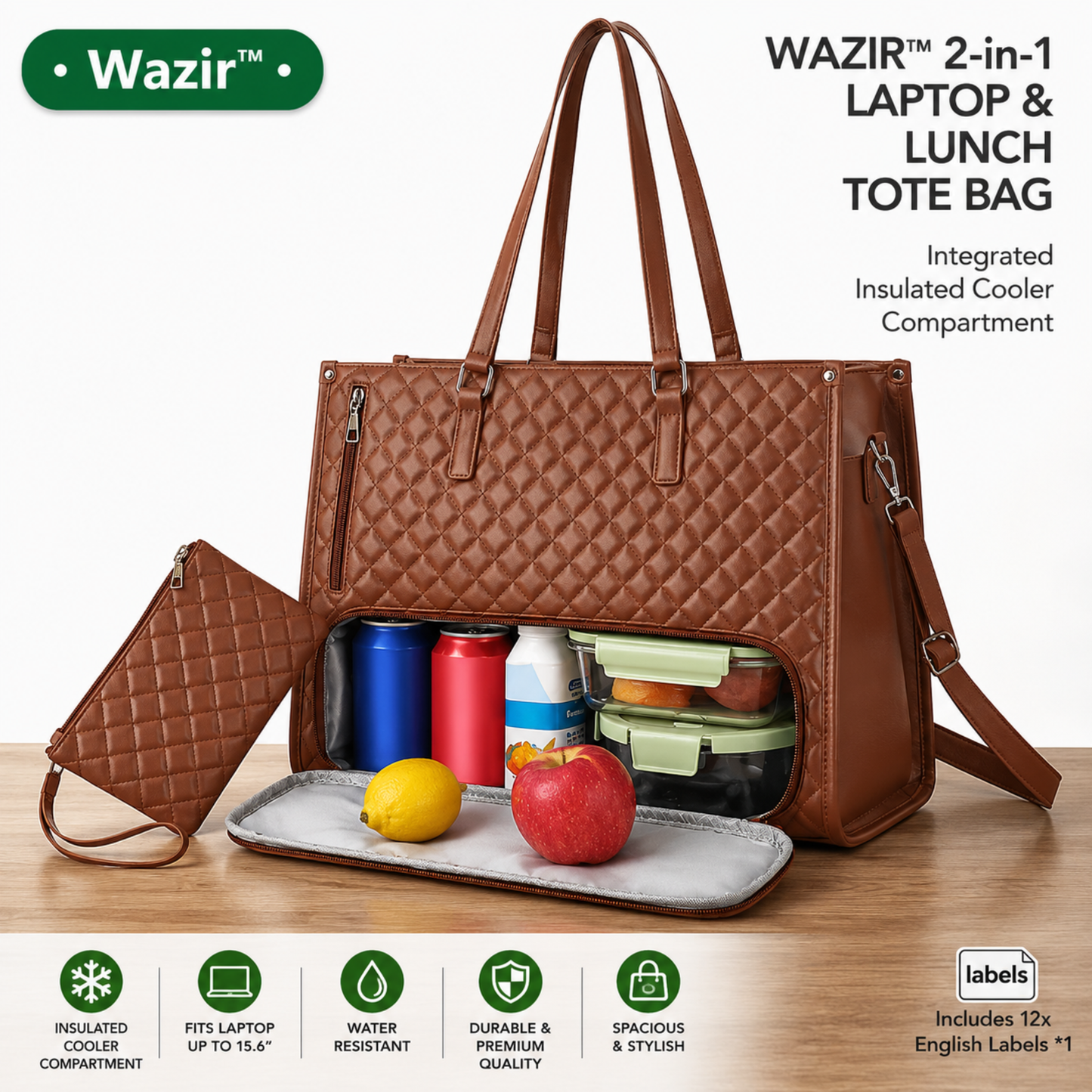 Premium dual compartment work tote bag
