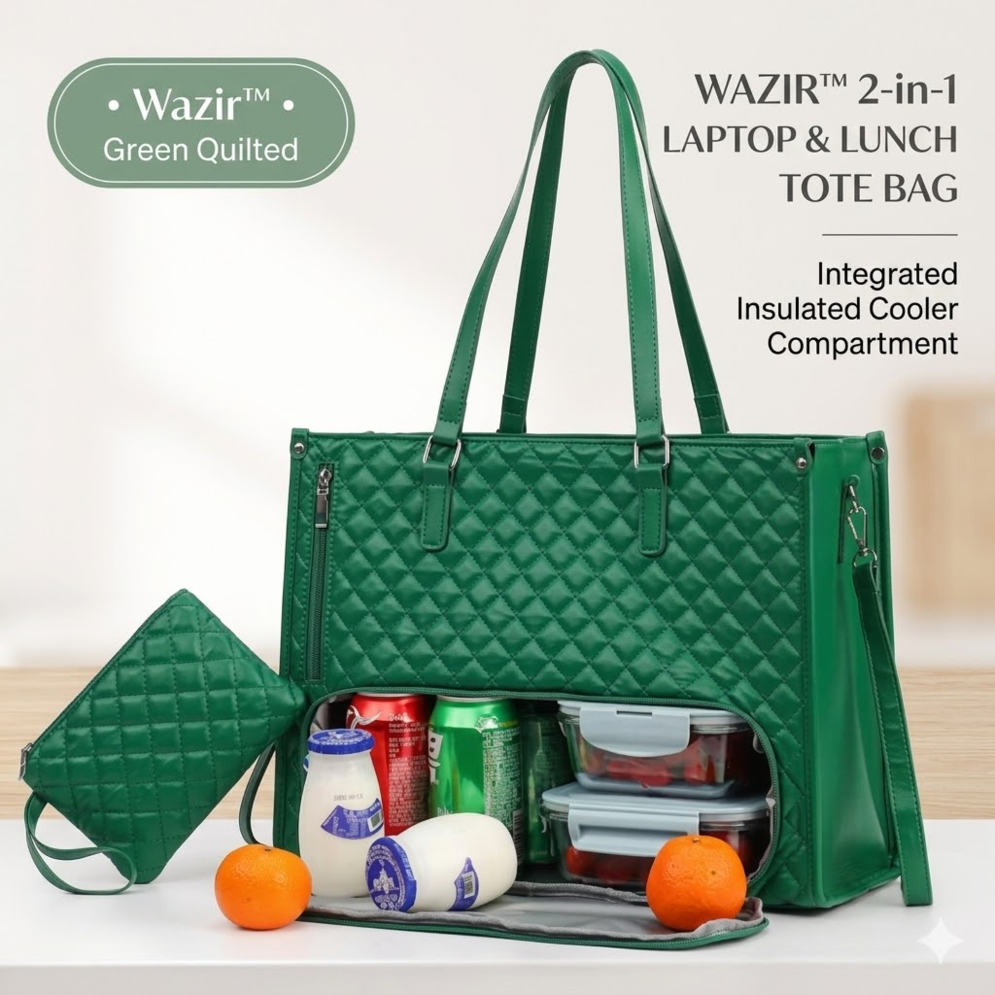 Water-resistant travel tote with cooler compartment