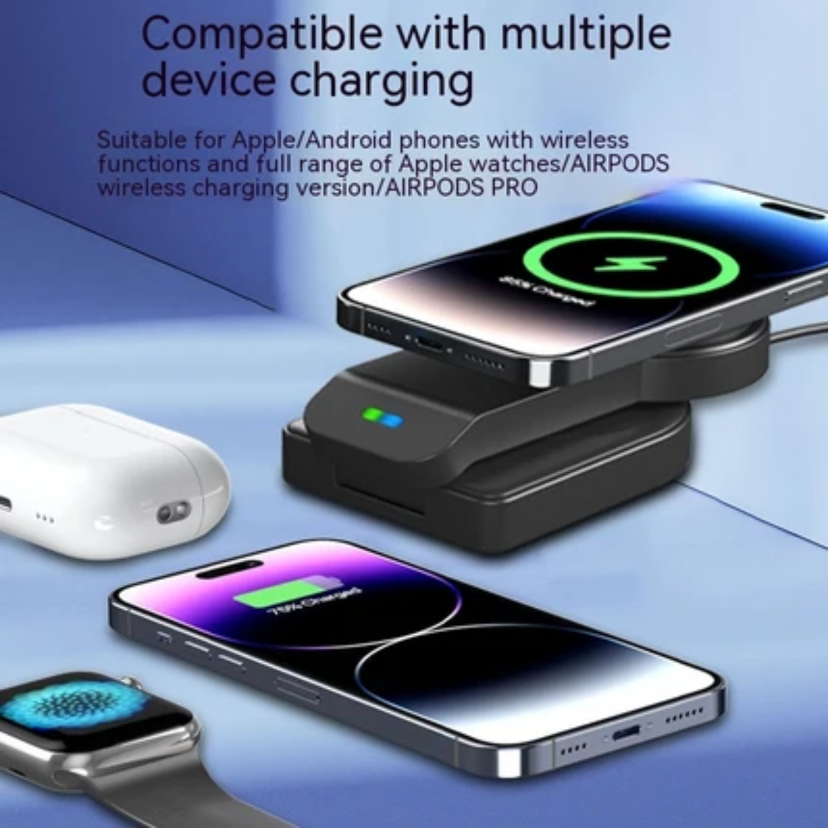 Wazir™ 3-in-1 Magnetic Wireless Charging Station – Charge Phone, Watch & Earbuds Simultaneously