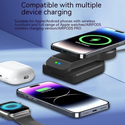 Wazir™ 3-in-1 Magnetic Wireless Charging Station – Charge Phone, Watch & Earbuds Simultaneously