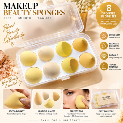 Wazir™ Beauty Makeup Sponge Set – Flawless Blending Egg Puff for Foundation, Concealer & Powder