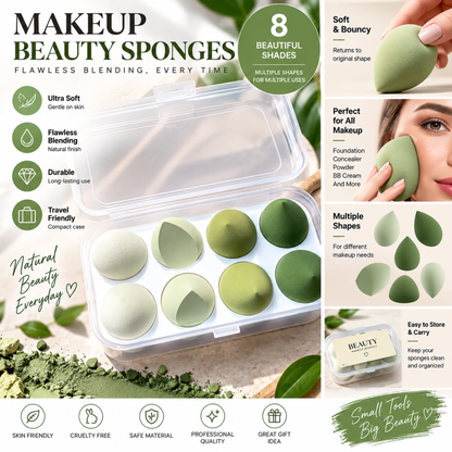 Wazir™ Beauty Makeup Sponge Set – Flawless Blending Egg Puff for Foundation, Concealer & Powder
