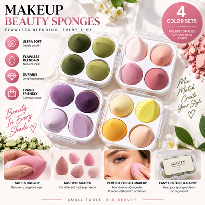 Wazir™ Beauty Makeup Sponge Set – Flawless Blending Egg Puff for Foundation, Concealer & Powder
