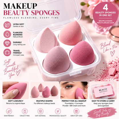 Wazir™ Beauty Makeup Sponge Set – Flawless Blending Egg Puff for Foundation, Concealer & Powder