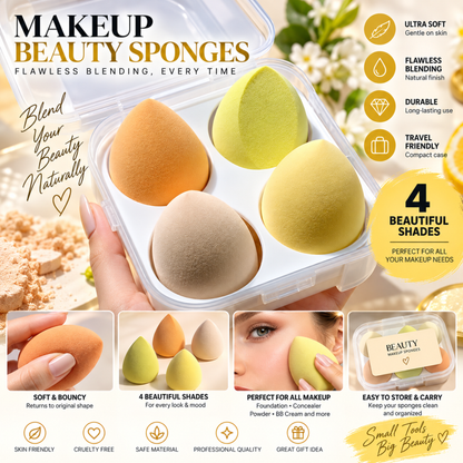 Wazir™ Beauty Makeup Sponge Set – Flawless Blending Egg Puff for Foundation, Concealer & Powder