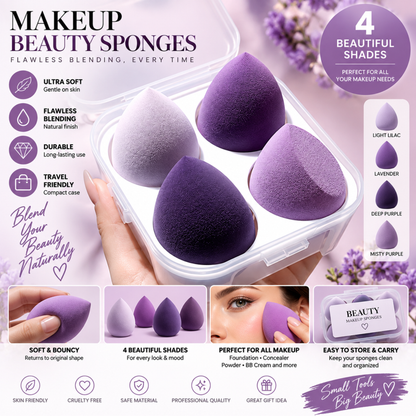 Wazir™ Beauty Makeup Sponge Set – Flawless Blending Egg Puff for Foundation, Concealer & Powder