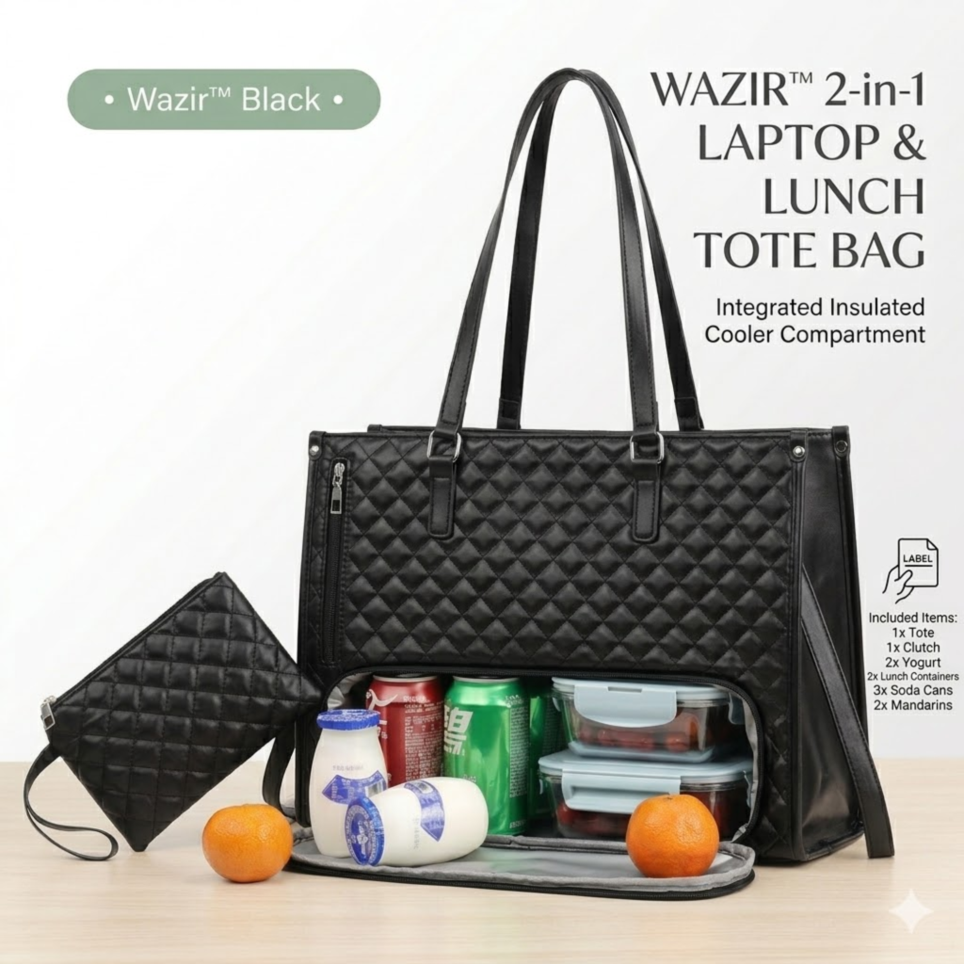 Water-resistant travel tote with cooler compartment