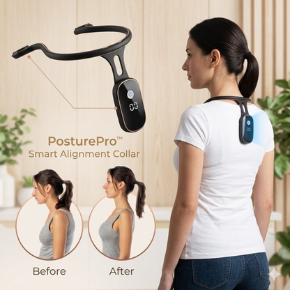 Wazir™ PosturePro Align — Smart Posture Corrector Collar with Haptic Feedback & LED Display