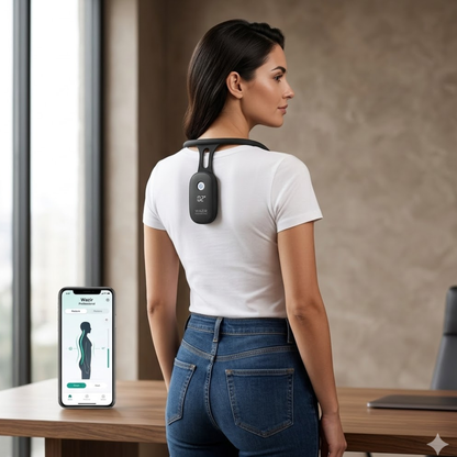 Wazir™ PosturePro Align — Smart Posture Corrector Collar with Haptic Feedback & LED Display
