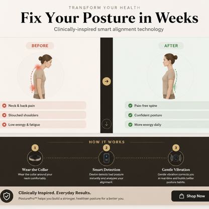 Wazir™ PosturePro Align — Smart Posture Corrector Collar with Haptic Feedback & LED Display