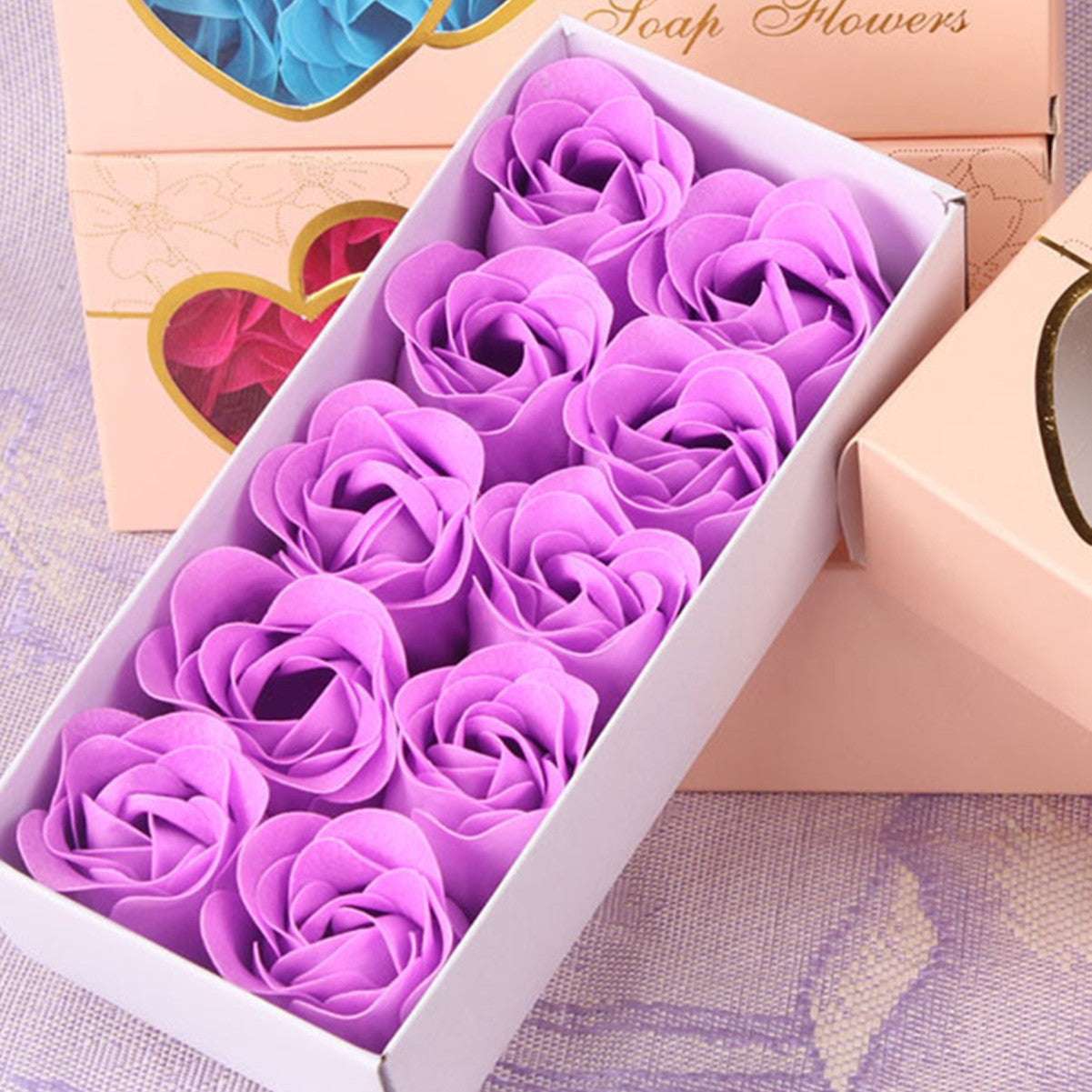 Double Heart Rose Soap Flower Gift Box – Romantic Eternal Flower for Valentine, Birthday & Anniversary Gift